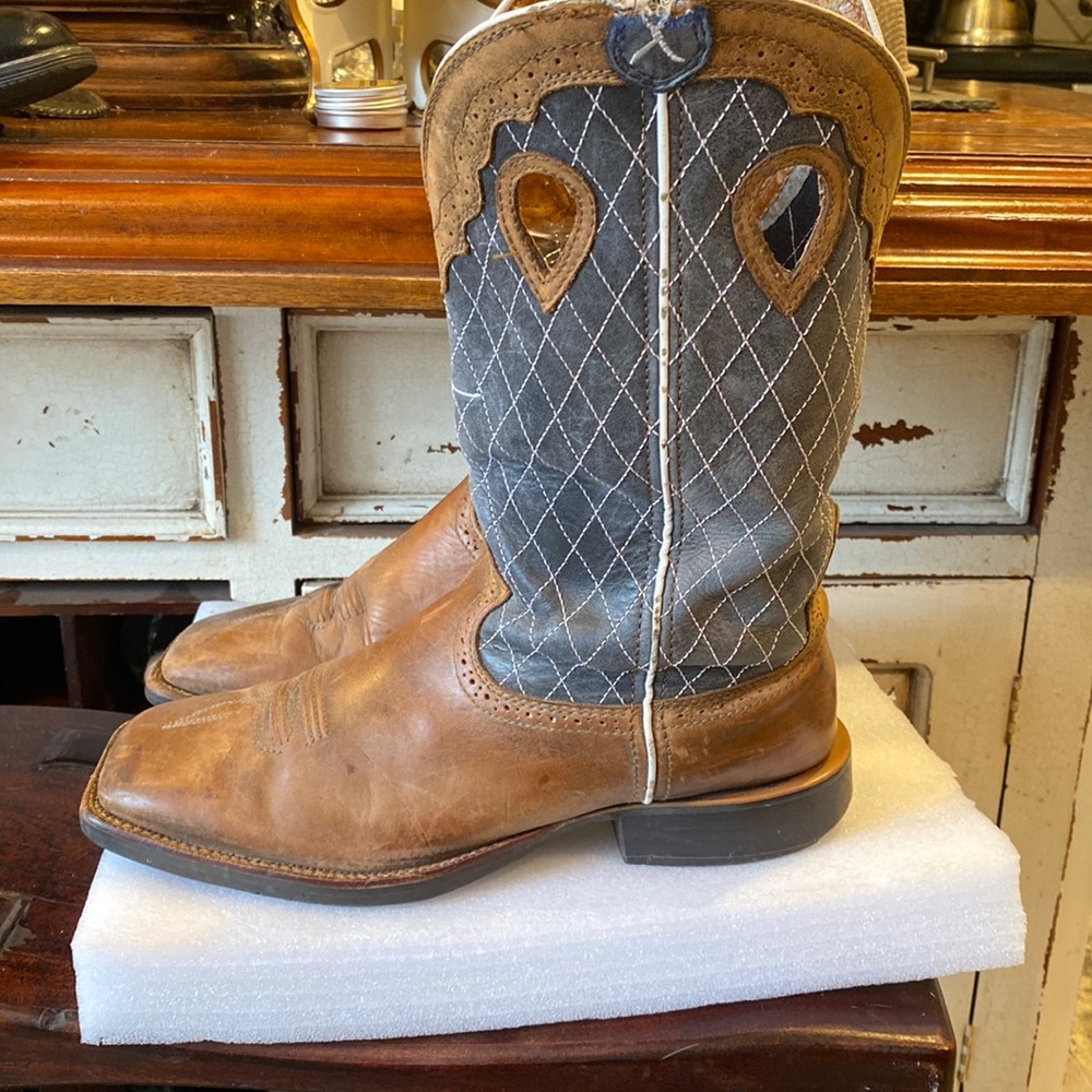 Vintage Twisted X Western Boots Mens Leather Ruff Stock Bomber Blue